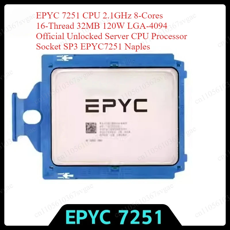 

EPYC 7251 Server CPU 2.1GHz 8C16T 32MB Cache 120W Unlocked Processor Socket SP3 LGA4094