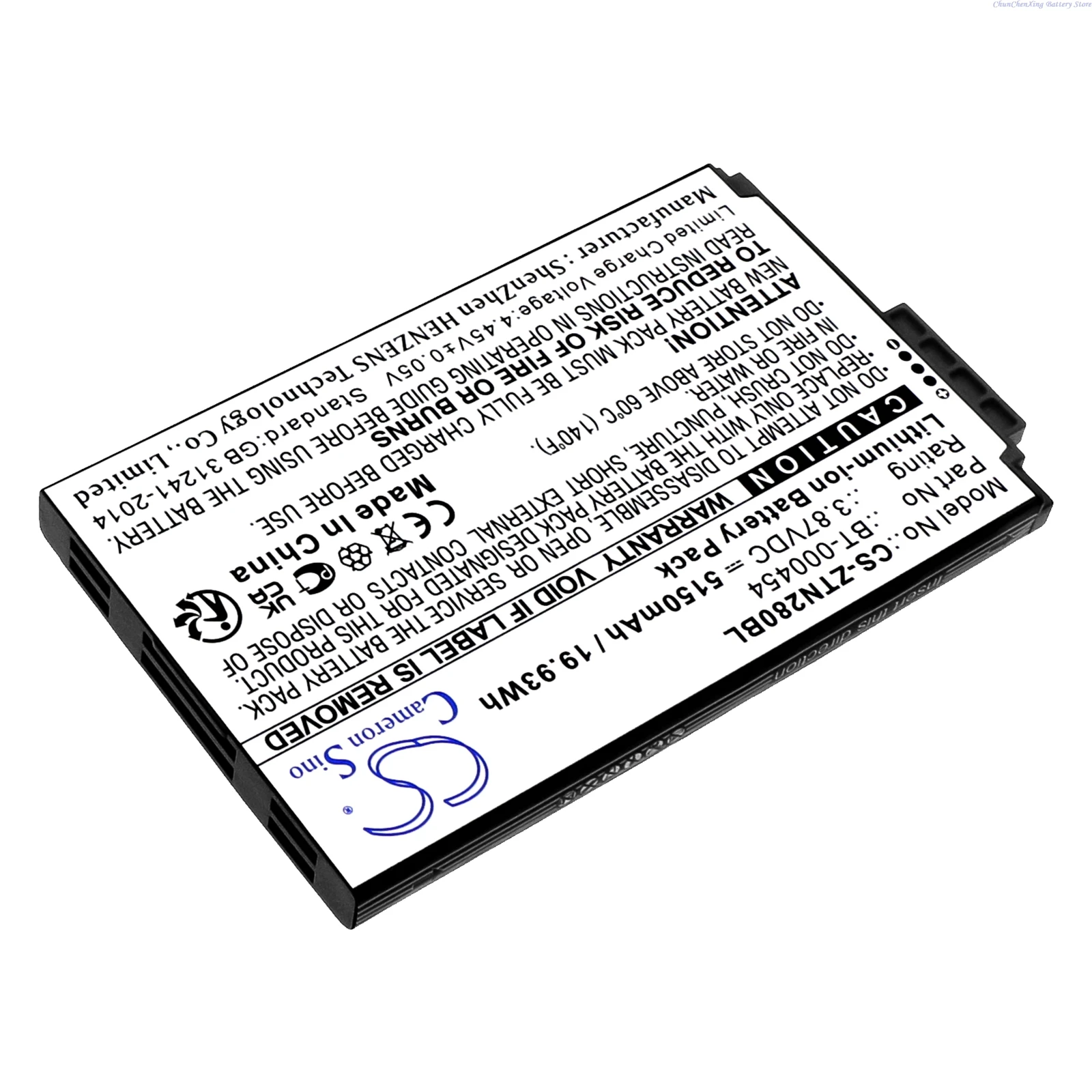 

Cameron Sino 3.87V 5150mAh Replacement Barcode Scanner Battery BT-000454 BT-000454-72 for Zebra TC15 TN28 U30