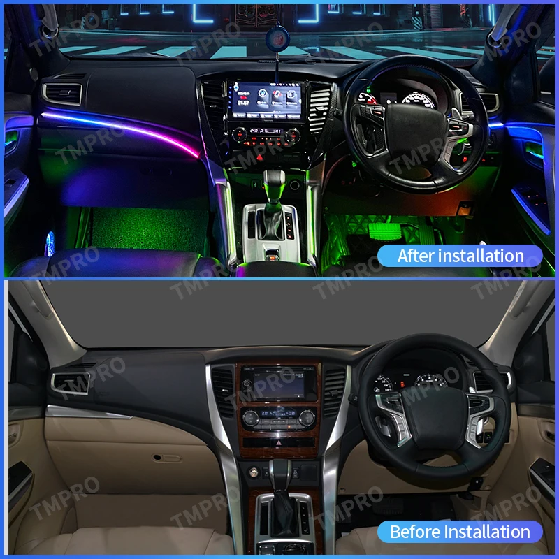 Applicable for 2016-2022 Mitsubish Pajero Sport Ambient Lights Automotive Interior Decoration64 Colors LED Safety assistance