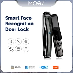 WiFi Smart Securtiy Door Lock 3D Face Recognition 1MP Camera Infrared Night Vision Wake-up Fingerprint IC Card Password Unlock