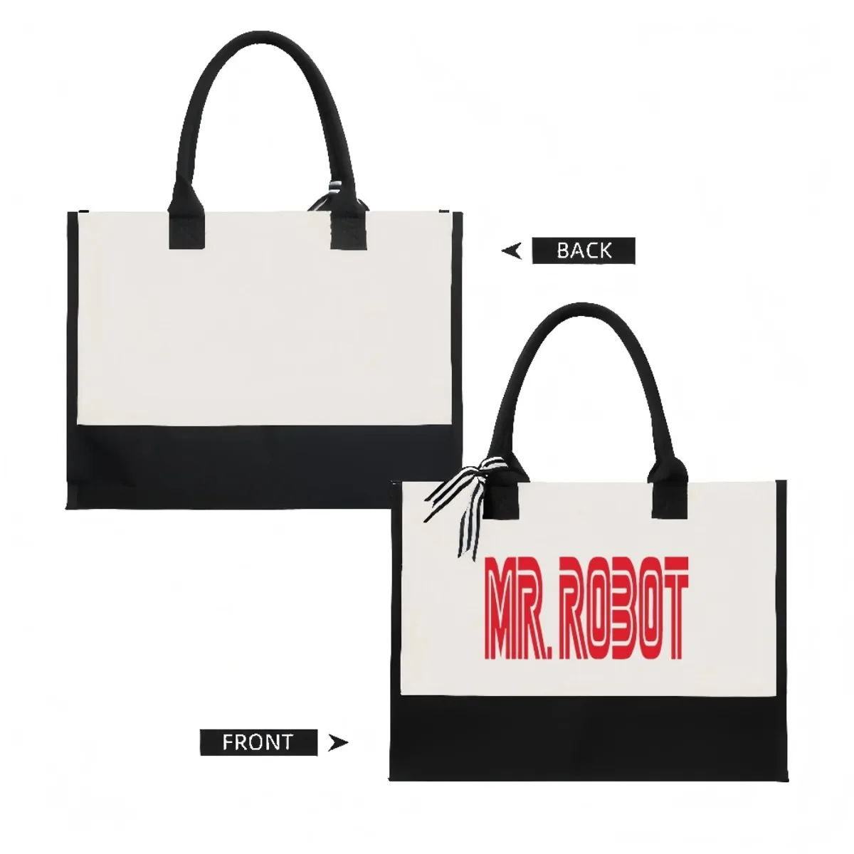 السيد. روبوت شعار 2026 وصول جديد موضة عملية واسعة قابلة لإعادة الاستخدام حمل حقيبة نمط طباعة 2 لهجة الثقيلة حقيبة كتف كبيرة #2