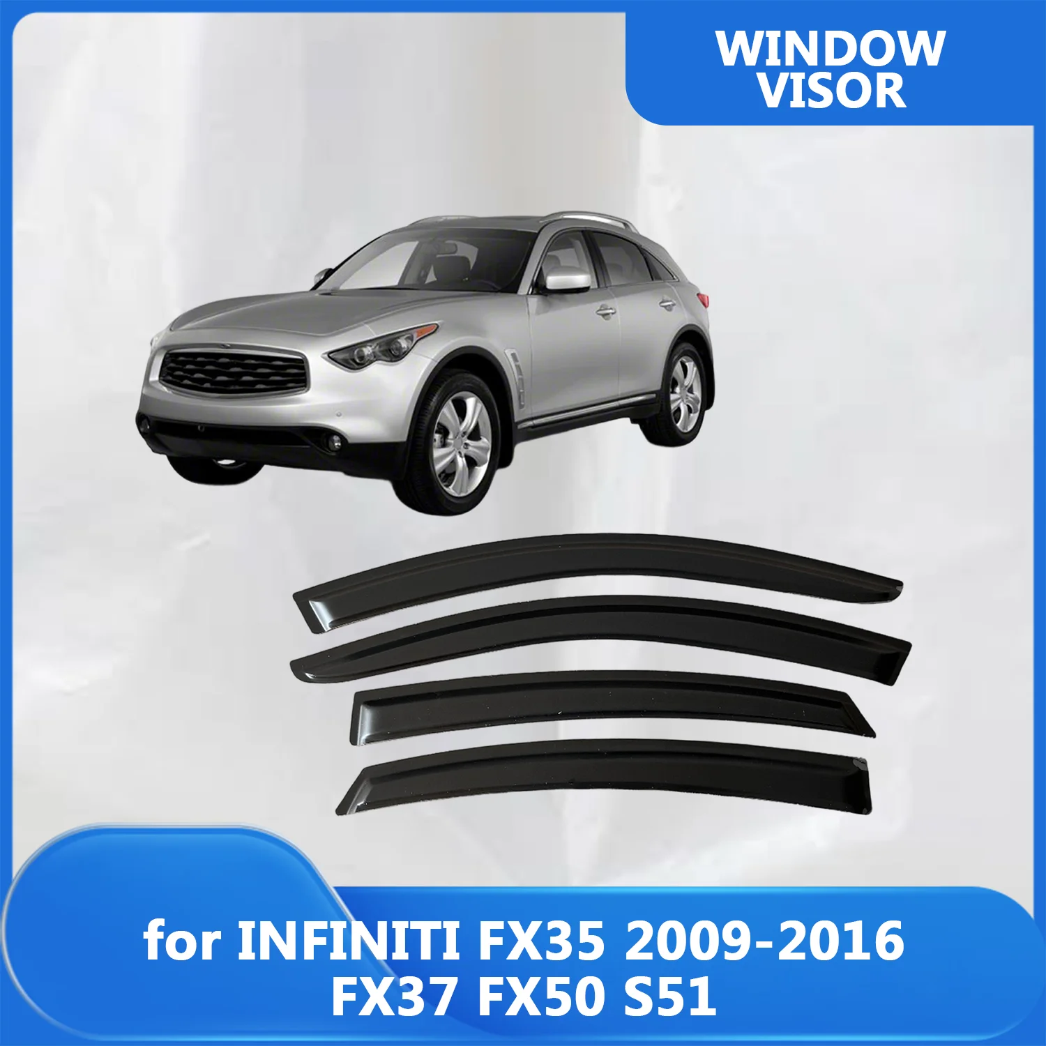 

Window Visor for INFINITI FX35 FX37 FX50 S51 2009-2013 2014 2015 2016 Weathershied Door Visor Wind Sun Rain Guards Side Window
