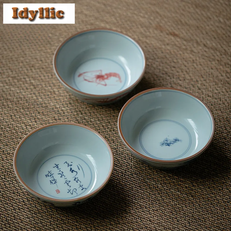 

Hand Drawn Poetry And Prose Shrimp Pine Pot Bearing Holder Zisha Pot Base Dry Soaking Table Tea Tray Coasters Drinkware Gift