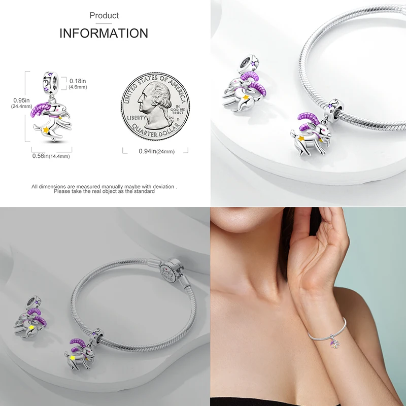 الأصلي 925 فضة سحر مضيئة زودياك علامات الخرز المعلقات للنساء صالح الأصلي سوار قلادة DIY هدية