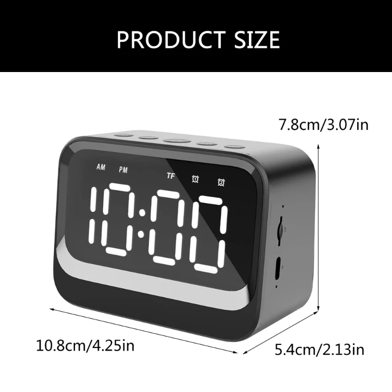 Bluetoothcompatible 5.3 Speakers Multifunctional Alarm Clock With Large LED Display for Bedroom and Outdoor Use