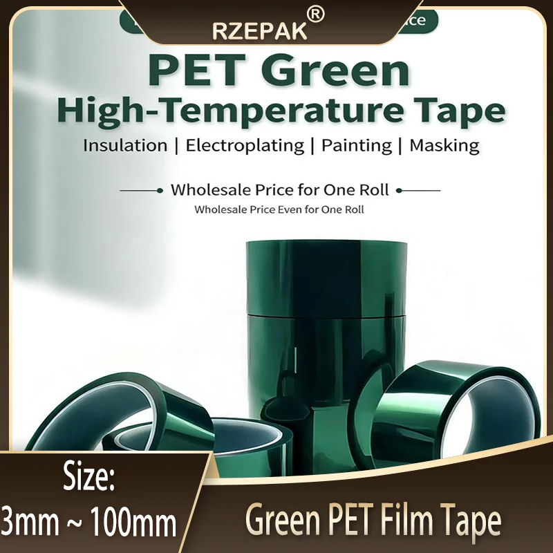 

Зеленая термостойкая пленочная лента ПЭТ шириной 3-100 мм | Высокотемпературный изоляционный экран для процесса покрытия SMT печатной платы