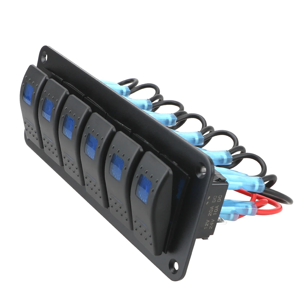ل RV شاحنة مقطورة LED تبديل لوحة التبديل 12/24 فولت 6 عصابة ON-OFF الروك لوحة التبديل مفتاح الإضاءة المزدوج الأجزاء الداخلية