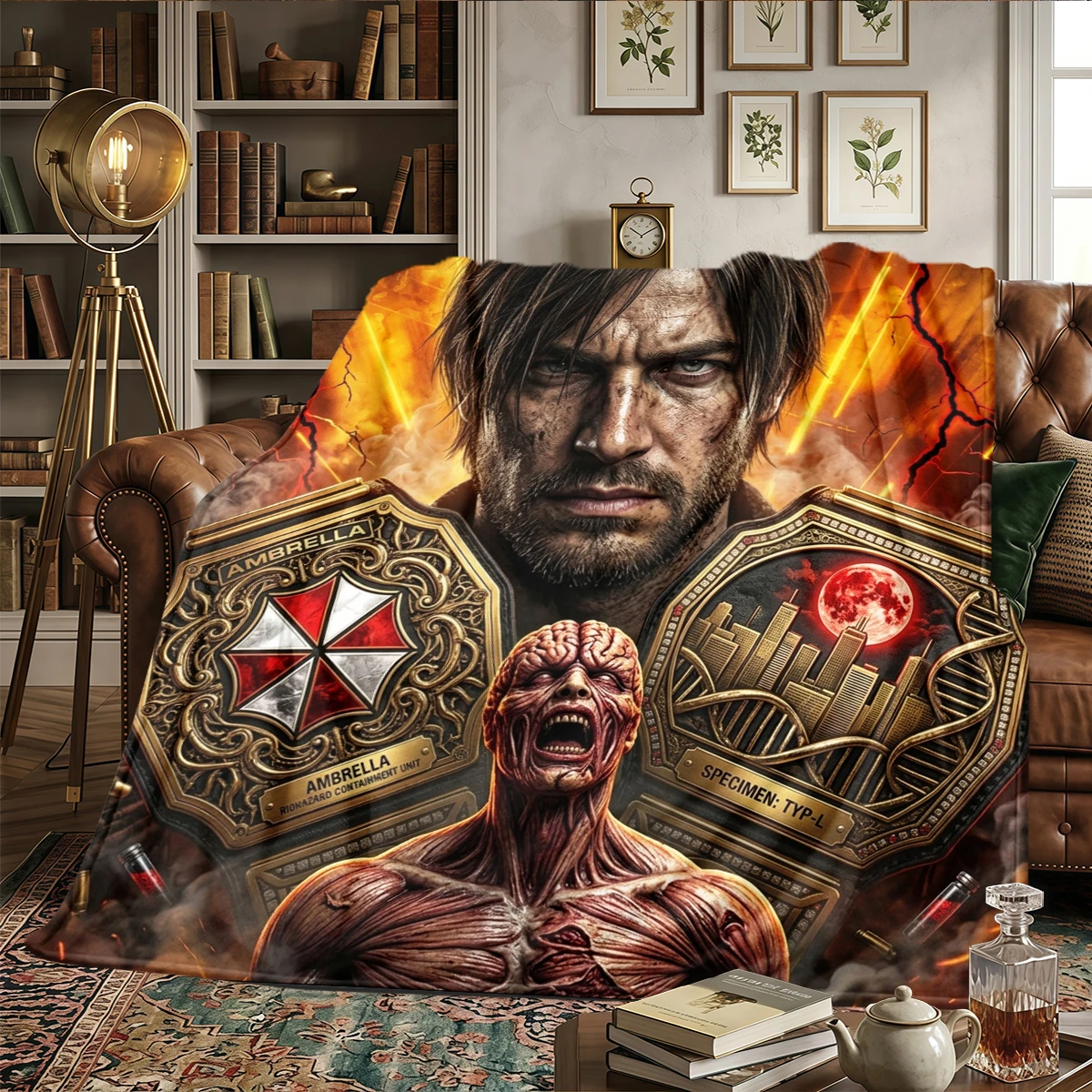Resident Evil Comfortable Warm Printed Flannel Blanket, Fits Bedrooms, Sofas, Beds, Chairs, Picnics, Travel -HE49