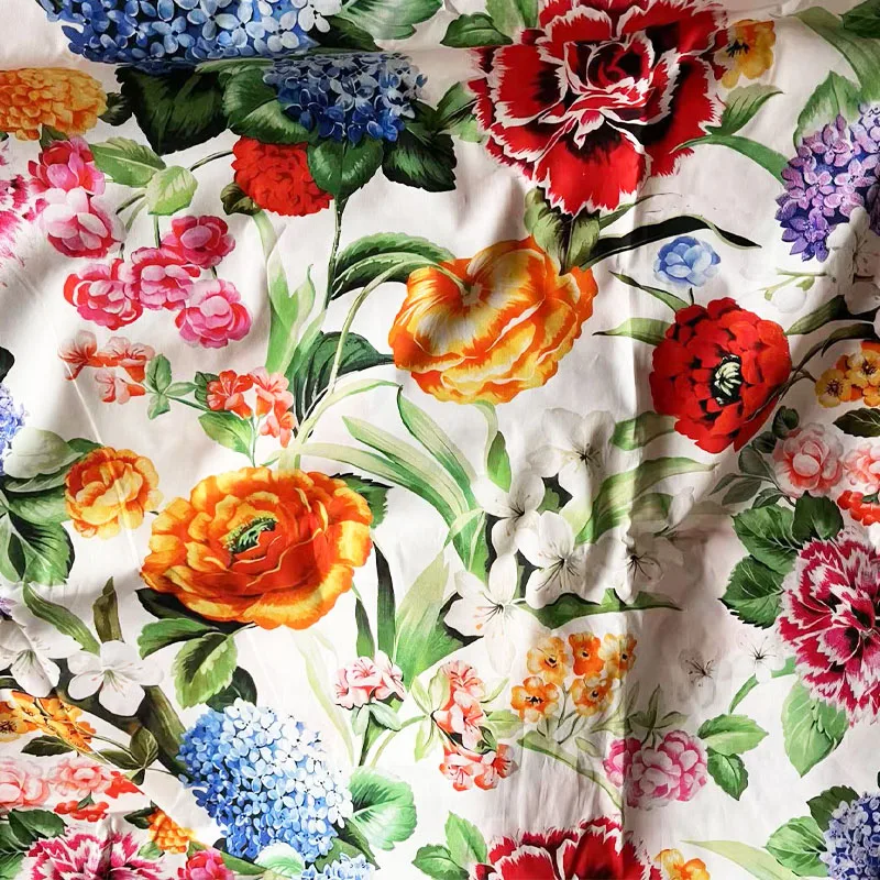 

Атласная или поплиновая хлопковая ткань с принтом растений и цветов для женского летнего платья, блузка, ткань ручной работы, материал для шитья