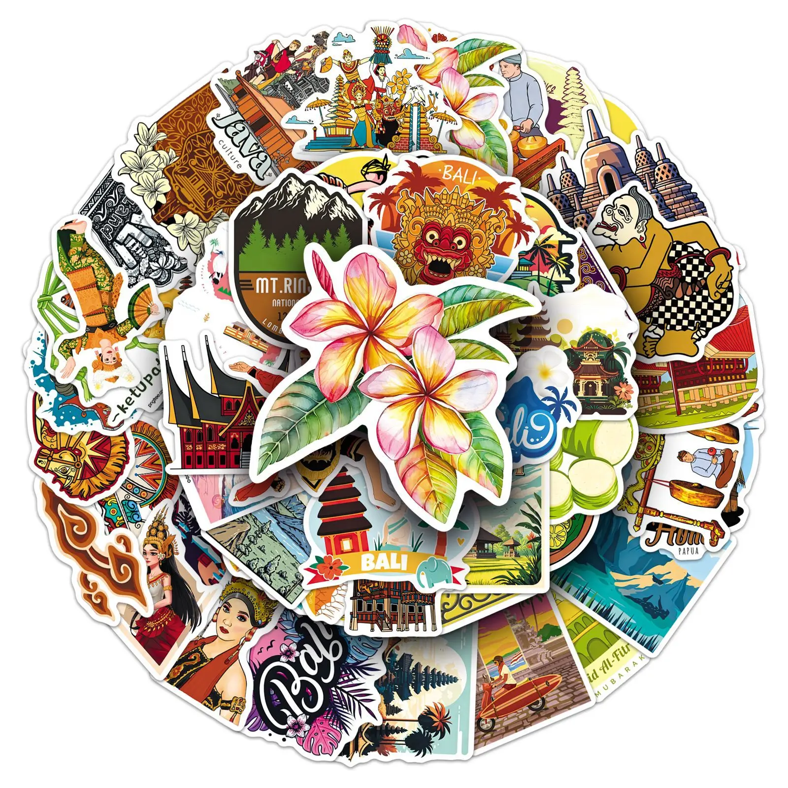 

50PCS Indonesia Outdoor Travel Stickers Creative DIY Decorative Phone Case Notebook Waterproof Water Cup Toy Gift Sticker