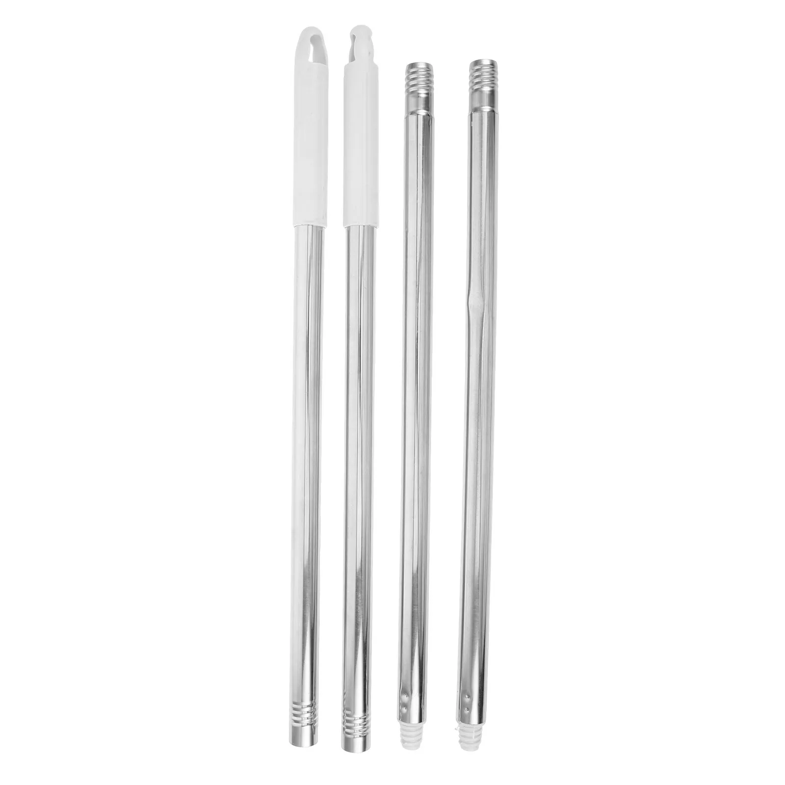 2Pcs Universal Stainless Steel Threaded Mop Handle Replacement Heavy-Duty Broom Pole Antislip Grip Two-Section Mop Rod for Floor