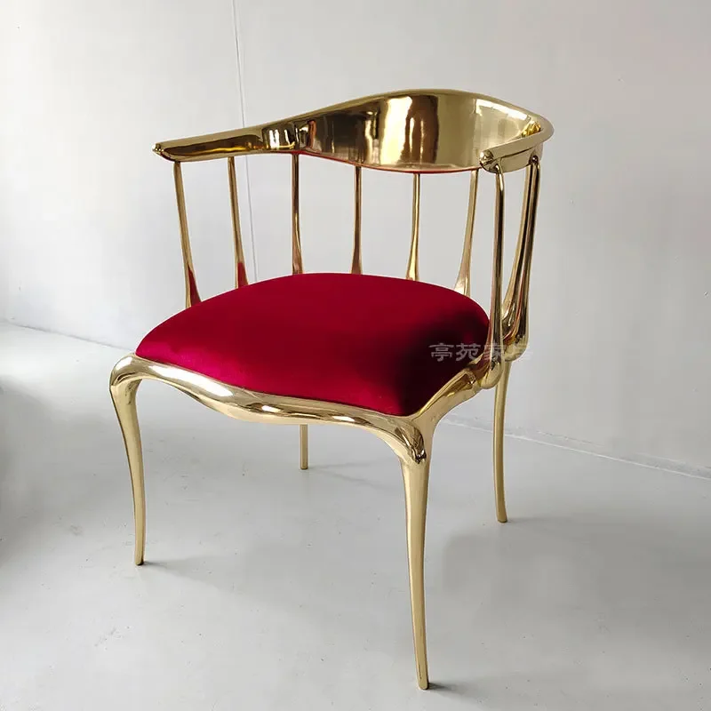 Light luxury pure copper meal villa sample room backrest modern designer furniture customization