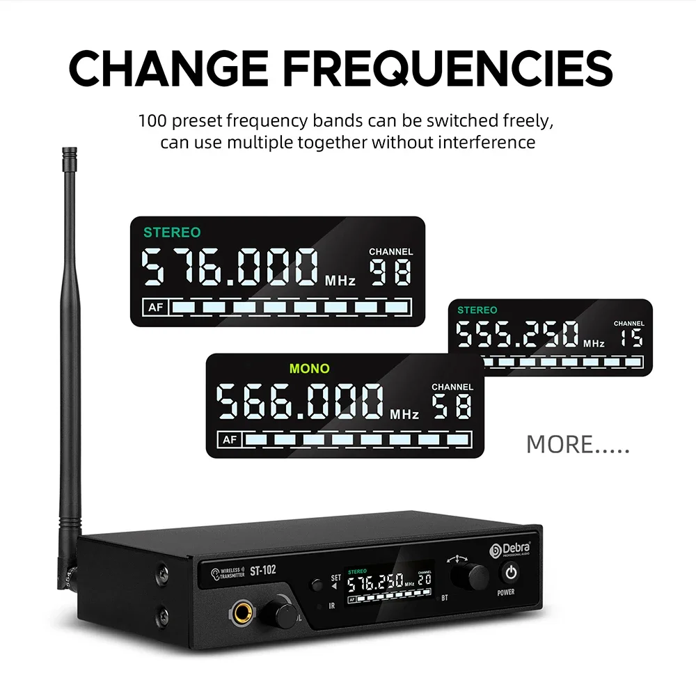 

True Stereo Wireless In-Ear System Mono/Stereo UHF IEM System For Professional Stage Drummer Metronome Audio