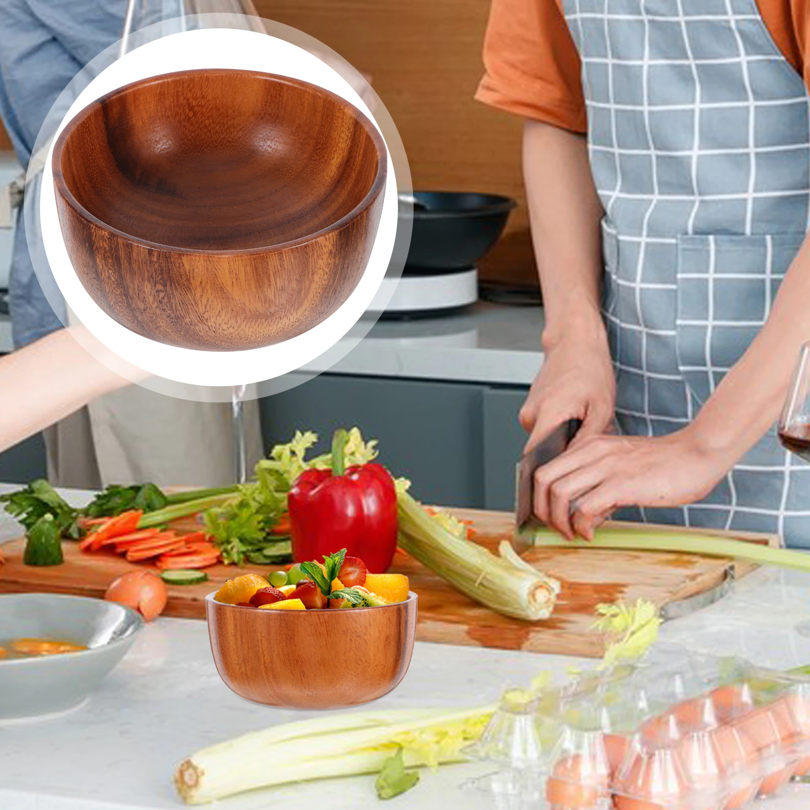 

Wooden Tableware Fruit Plate Dipping Sauce Cup Salad Bowl Japanese Style Soup Bowls Coffee Rice Holder Dish Candy for Kitchen