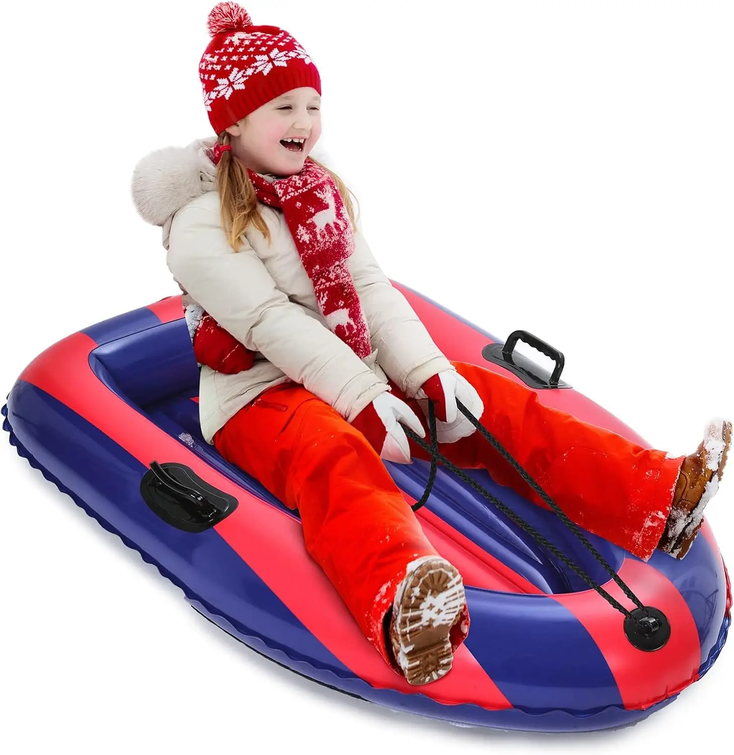 Factory Durable Phthalates Free PVC Inflatable Snow Sled Heavy Duty Snow Tube with Reinforced Handles for Family Winter Sports