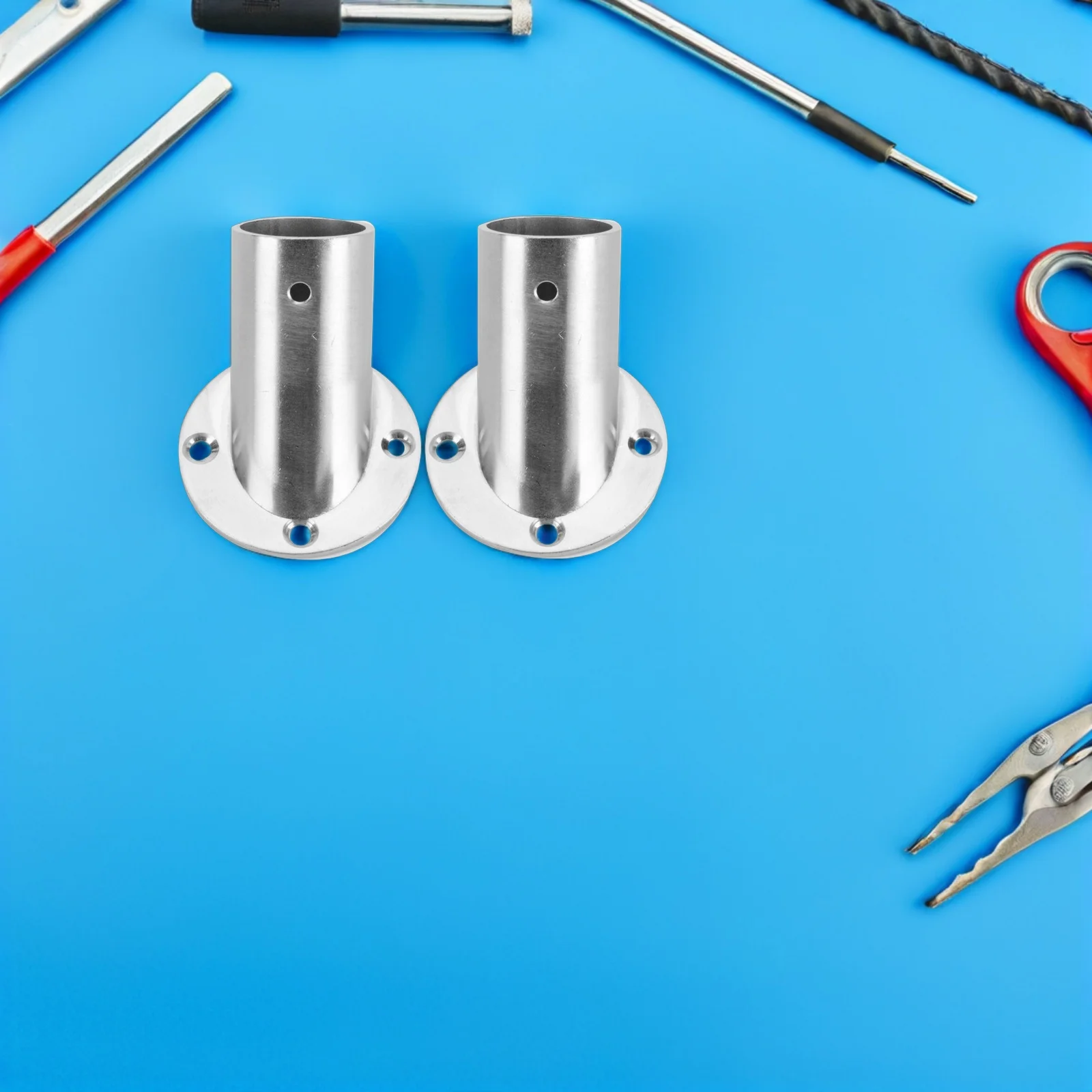 نافذة الدش الستار قضيب المقبس 2 قطعة حامل قاعدة شفة الفولاذ المقاوم للصدأ لخزانة خزانة السكك الحديدية القطب قوس الدعم