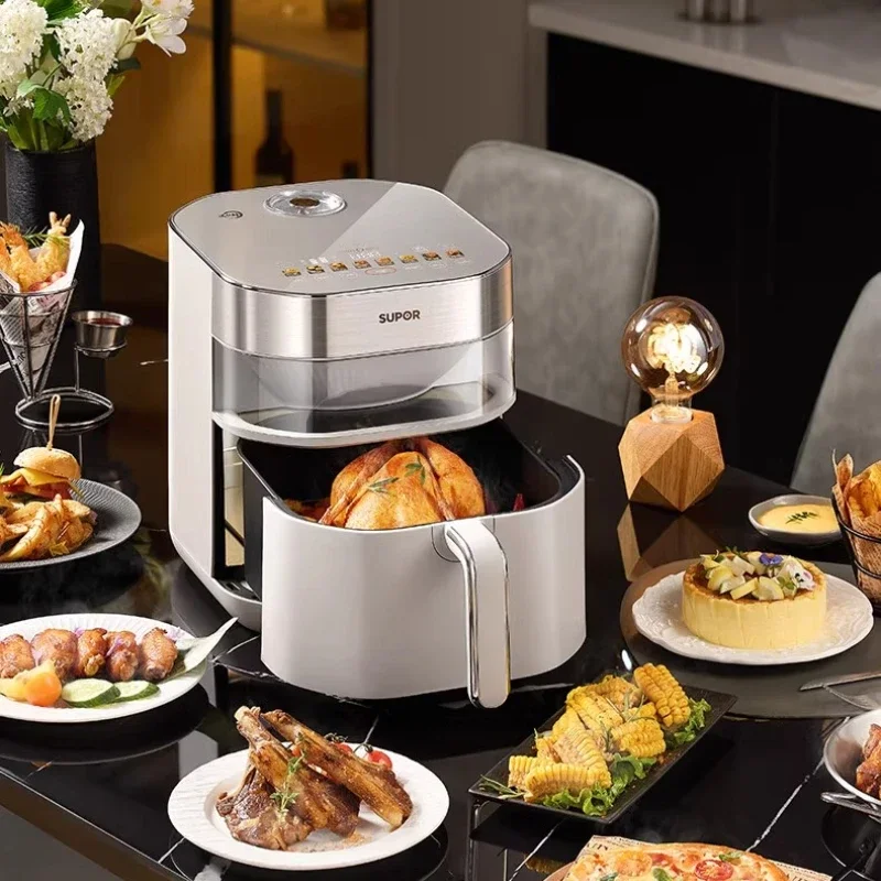 7L Large Capacity Air Fryer - Home Intelligent Far Infrared Dual Heat Source with Visual Cooking Window