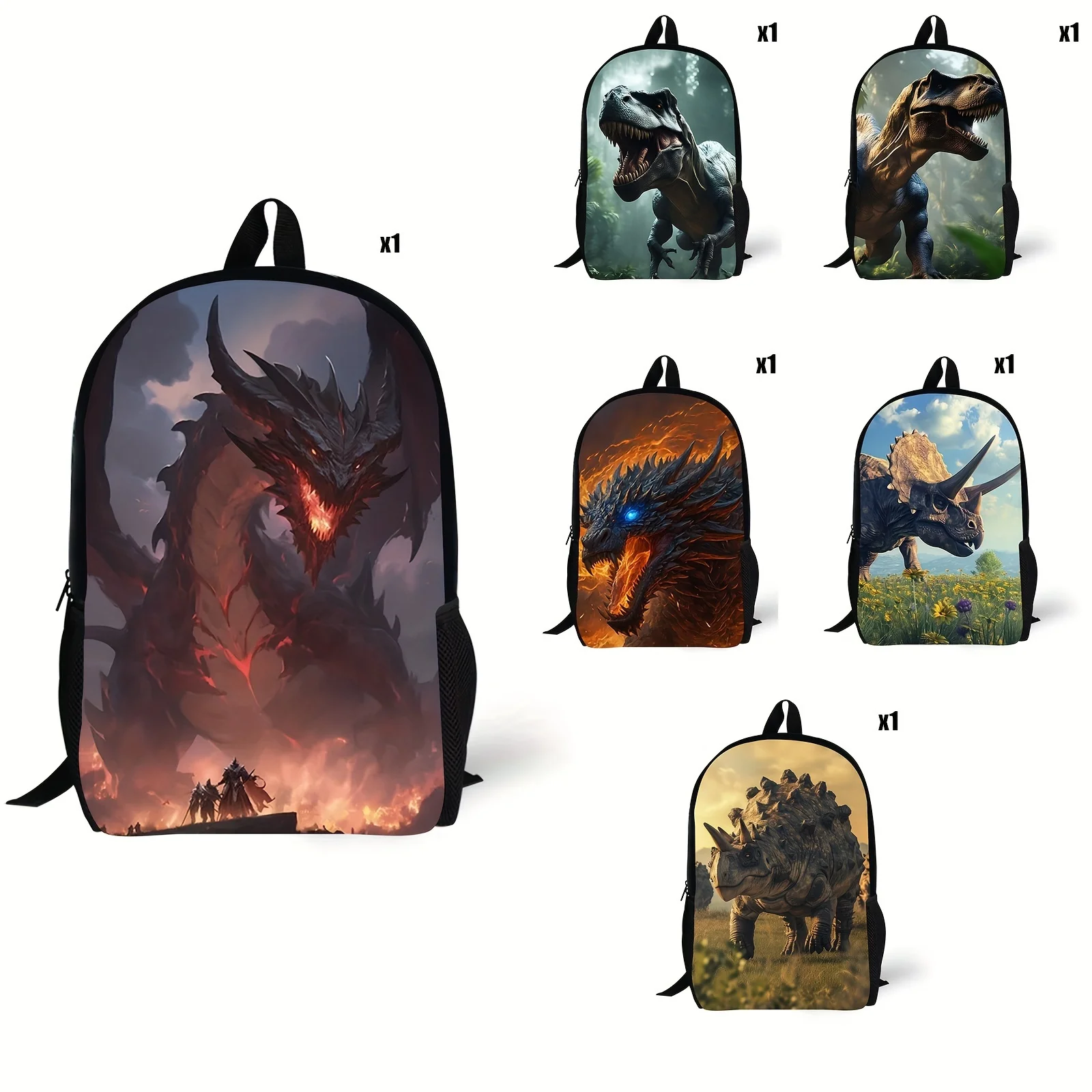 

Dark Dragon Print Cool Student Backpack,Young Student Schoolbag, Casual Large Capacity Portable Travel Bag