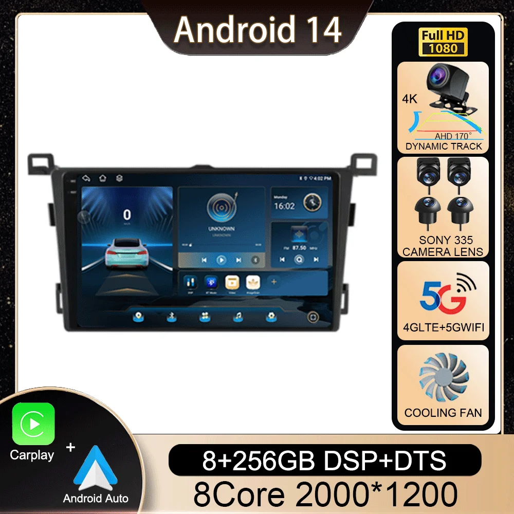 

Android 14 Carplay Auto For Toyota RAV4 Rav 4 2013 2014 2015 2016 2017 2018 2019 Car Radio Multimedia Video Player GPS Head Unit