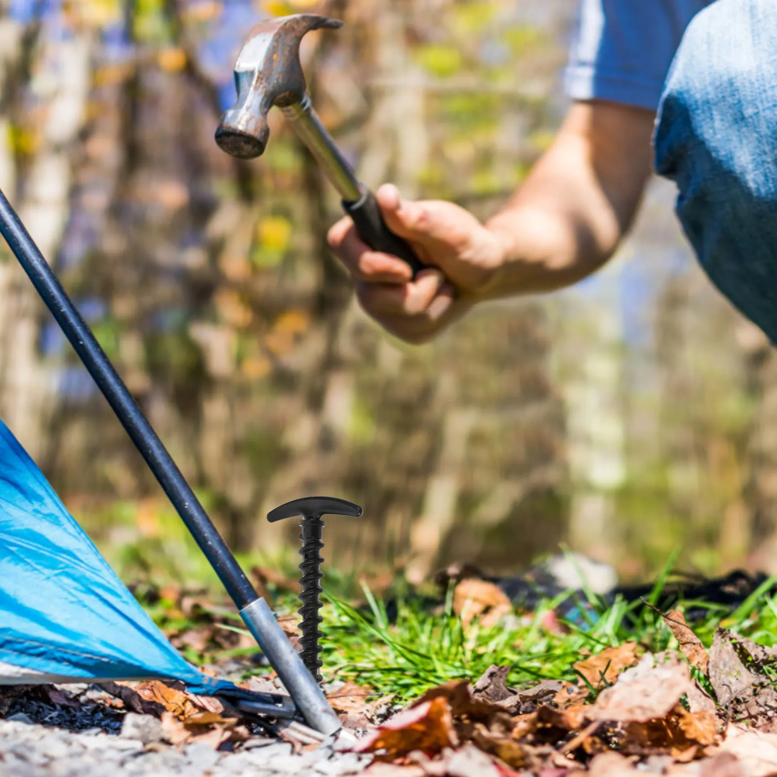 

15pcs Tent Tarp 5cm Black Camping Stakes Lawn Nails S Pegs Tent Stakes Plastic Heavy Duty Tarp Canopy Outdoor Gear