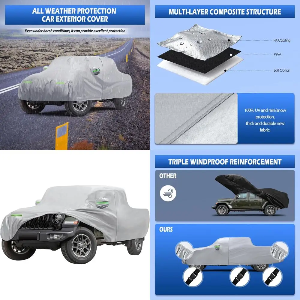 

2020-2025 Gladiator Waterproof Exterior Car Cover with Door Zipper and Cotton Lining