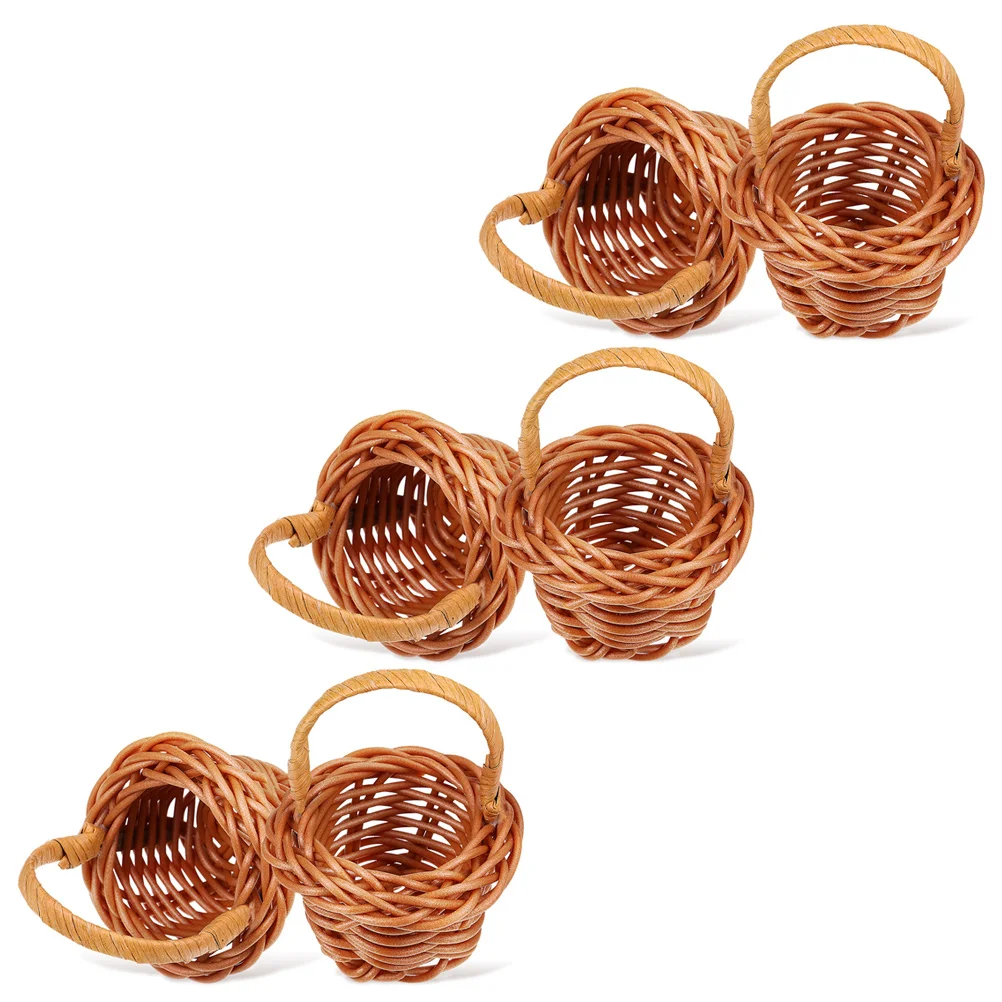 12pcs Mini Woven Flower Basket Set Rustic Decor Photo Prop House Farmhouse Wedding Office Garden Tiny Baskets