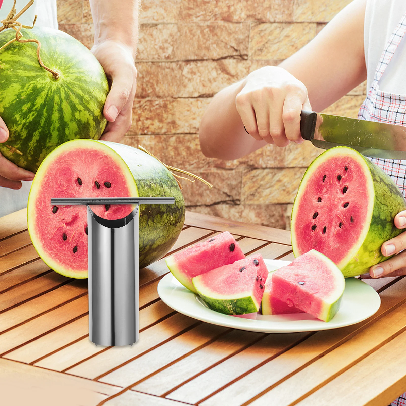 Perfurador de melancia em aço inoxidável, abridor de melão, cortador, removedor de núcleo, ferramenta de perfuração de frutas, cozinha, perfurador de melancia