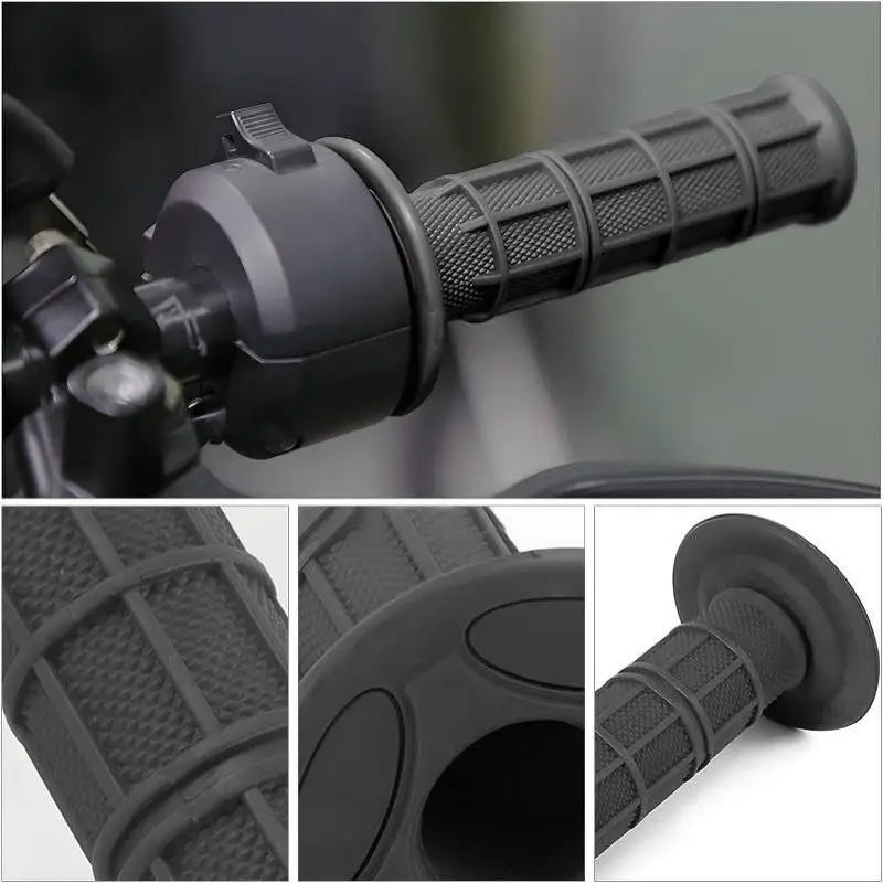 Universal Motorcycle Rubber Handle Grips Non Slip Texture R Options For Offroad Dirt Bike Riding