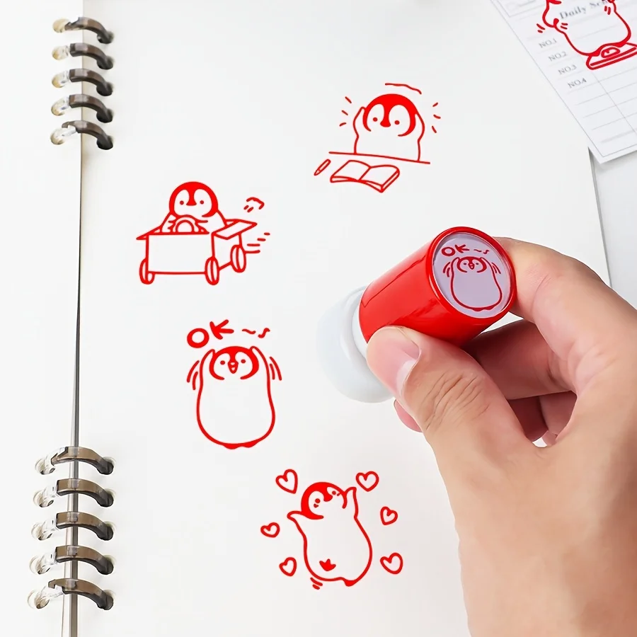 Cute Red Penguin Seal Kawaii Cartoon Animal Seal, suitable for diaries, scrapbooks, and DIY crafts