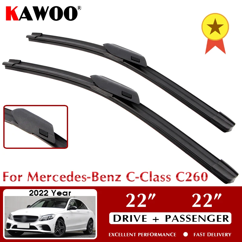 

New Wiper Car Wiper Blades For Mercedes Benz C-Class C260 2022 Windscreen Windshield Wipers Blades 22"+22" LHD Auto Accessories