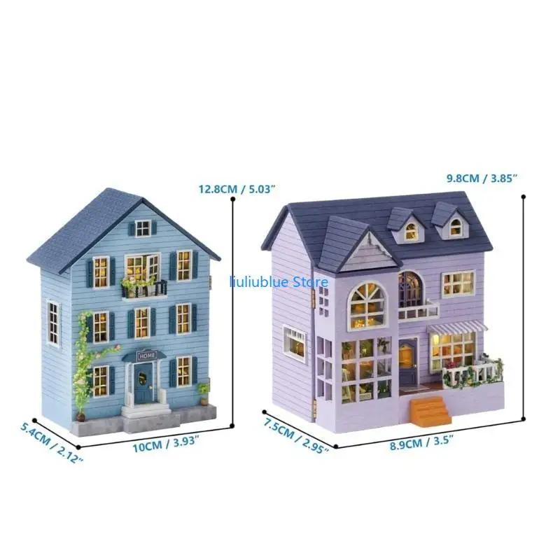 Holzpuppenhaus DIY Miniaturmöbel Mini handgefertigtes Handwerkshaus Modell 62CF