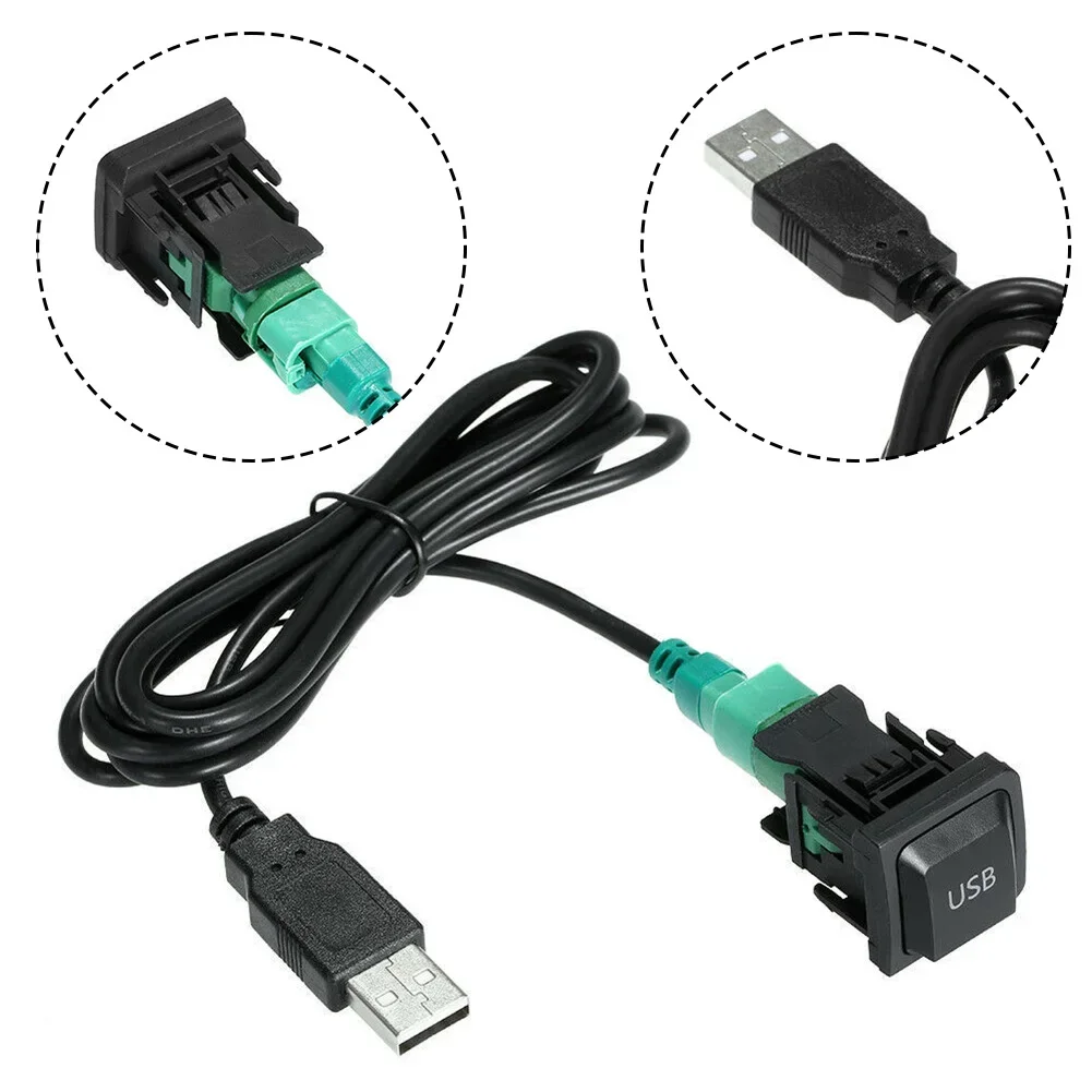 

1PCS 12V Car USB Adapter Audio USB Cable Switch With Power Code For Golf And Other Models On The Car Dashboard ABS Material