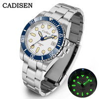 CADISEN Automatic Mechanical Men Wristwatch Stainless Steel Men Watch NH35 Ceramic Bezel Sapphire Glass Waterproof Men Watches