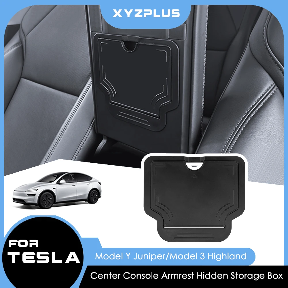 

Center Console Hidden Storage Box For Tesla Model 3 Highland Model Y Juniper 2025 ABS Armrest Hidden Cover Interior Accessories
