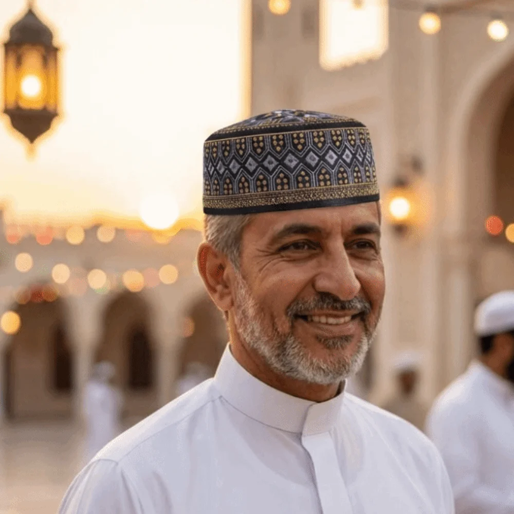 

Fashion Ethnic Style Islam Flat Cap Breathable Round Worshipping Hat Thin Comfortable Embroider Bonnet Beanie Men