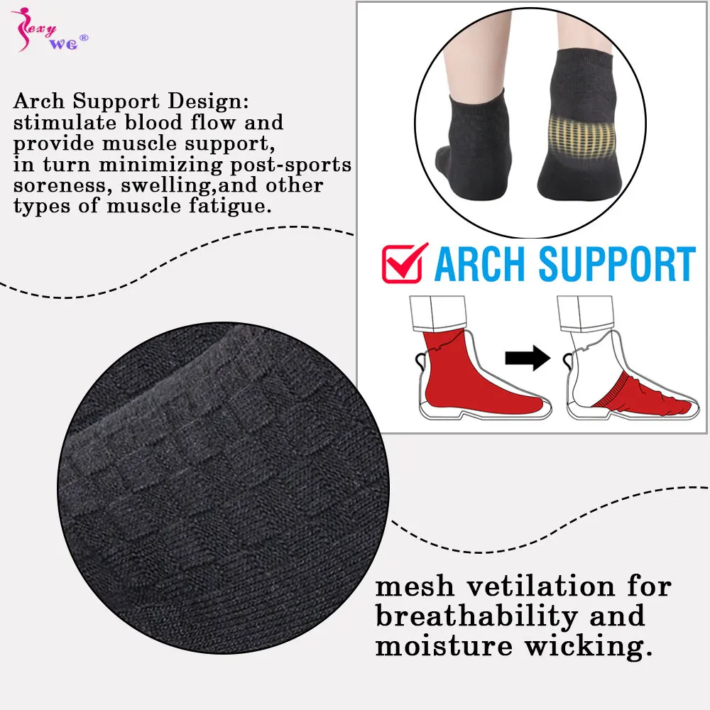 SEXYWG 5Pairs Men's Cotton Socks Low Tube High Quality Casual Breathable Warm Sports Running Crew Socks for Men Soft Sock