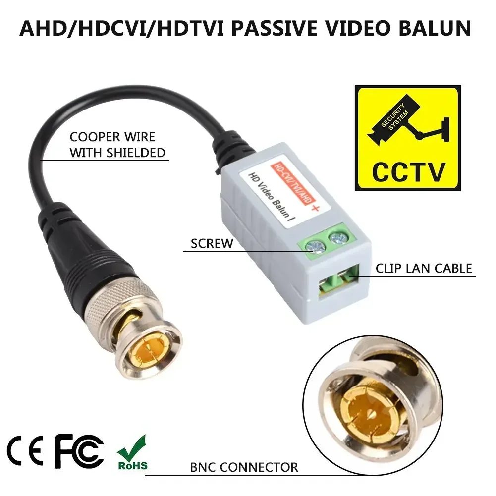 Пассивная камера видеонаблюдения Video Balun BNC коннектор коаксиальный кабель адаптер для систем видеонаблюдения аналоговых камер DVR