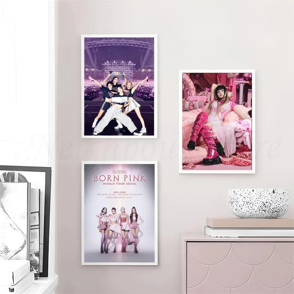 1pc Kpop-Blackpink Poster Stickers Art Wall Murals Decor Game Room Decor Gifts Kawaii HD Painting Cat Cars