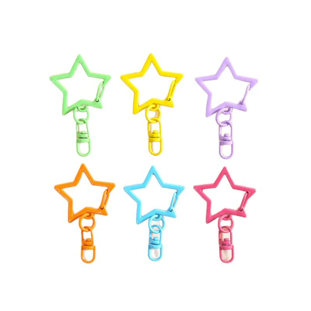 10/20/50pcs Candy Color Snap Hook Star Keychain Lobster Clasp Hooks Key Ring Key Chain For DIY Jewelry Making Accessories