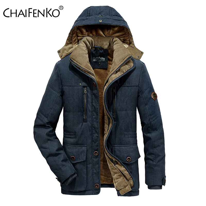 Men 2022 Winter New Windproof Hooded Thick Fleece Warm Parka Men Fashion Brand Coat Men Classic Casual Parka Jacket Men Size 6XL