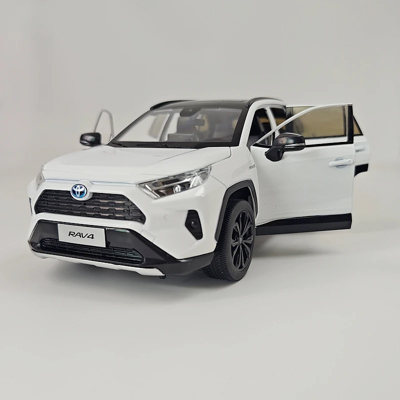 1: 18 simulation Toyota RAV4 2023 alloy car model, doors and engine hood, trunk can be opened with static ornaments