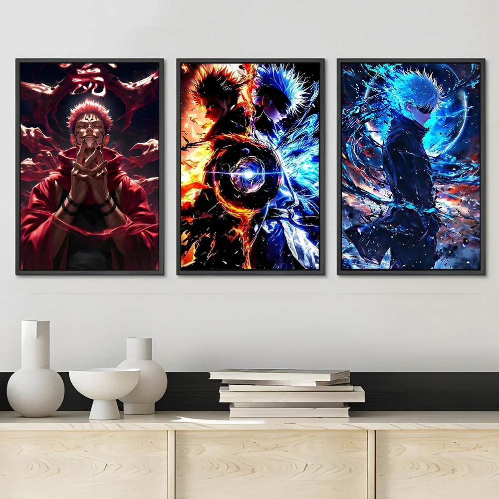 1 قطعة أنيمي Jujutsu Kaisen يطبع المشارك الشكل Itadori يوجي جوجو ساتورو قماش اللوحة ديكور المنزل المشارك المشجعين الهدايا غير المؤطرة