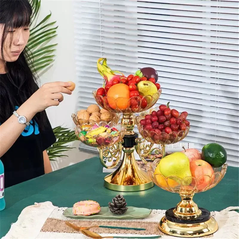 

Home Use Rotating Multi-Layer Fruit Di Living Room Coffee Table Sna Candy Box High Foot Transplant Festival Decoration