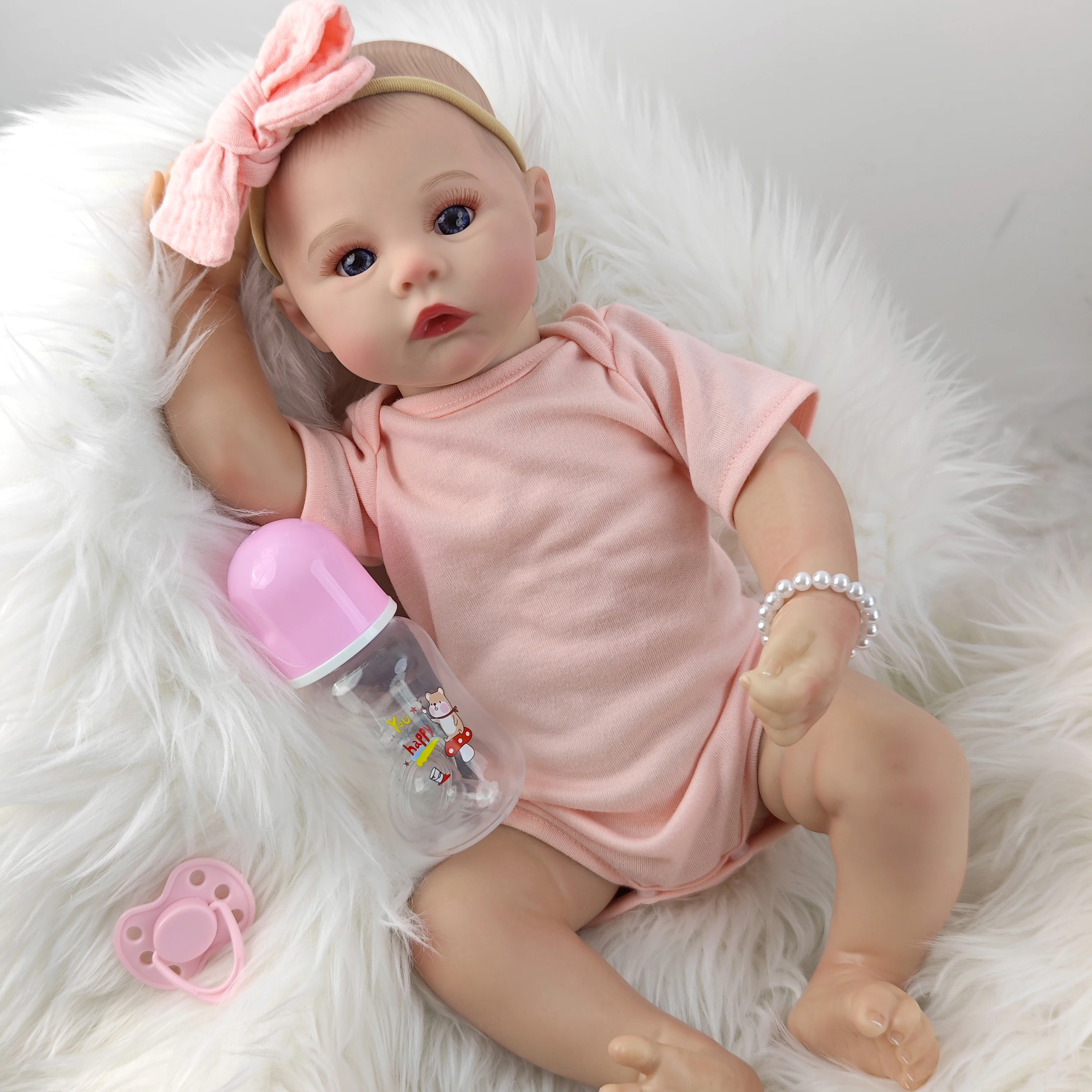 18 Inch 46cm 3D Skin  Body Soft Vinyl Girl Reborn Baby Doll With Painted Lifelike Hair Baby Reborn Toys Children's