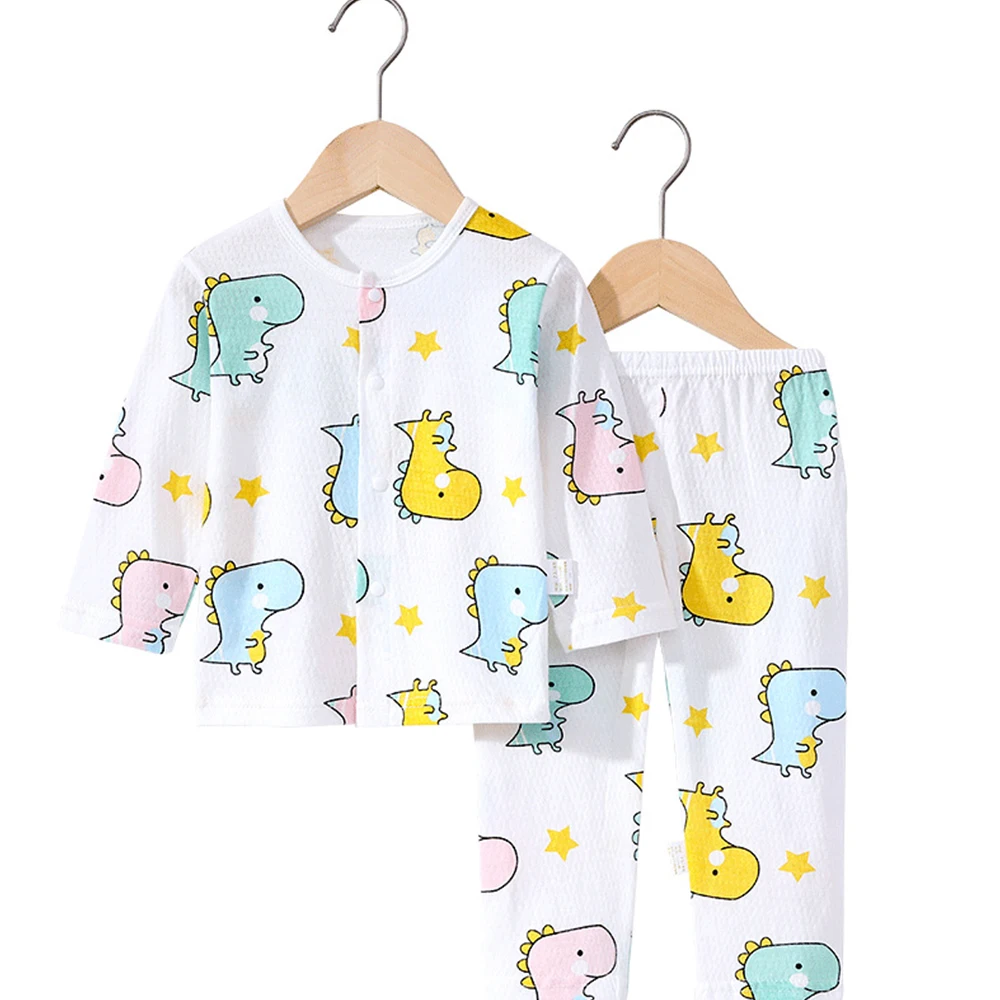

Cartoon Baby Thin Summer Clothes Home Air-conditioned Clothing Cotton Baby Long-sleeved Children's Pajamas Set Clothing