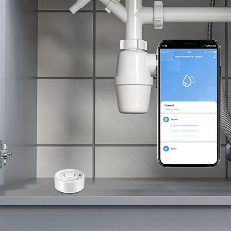 T19C Smart Home 100DB Tuya Wifi Water Leakage Sensor 6PCS Leak Detection Detector Flood Alert Overflow Security Protection