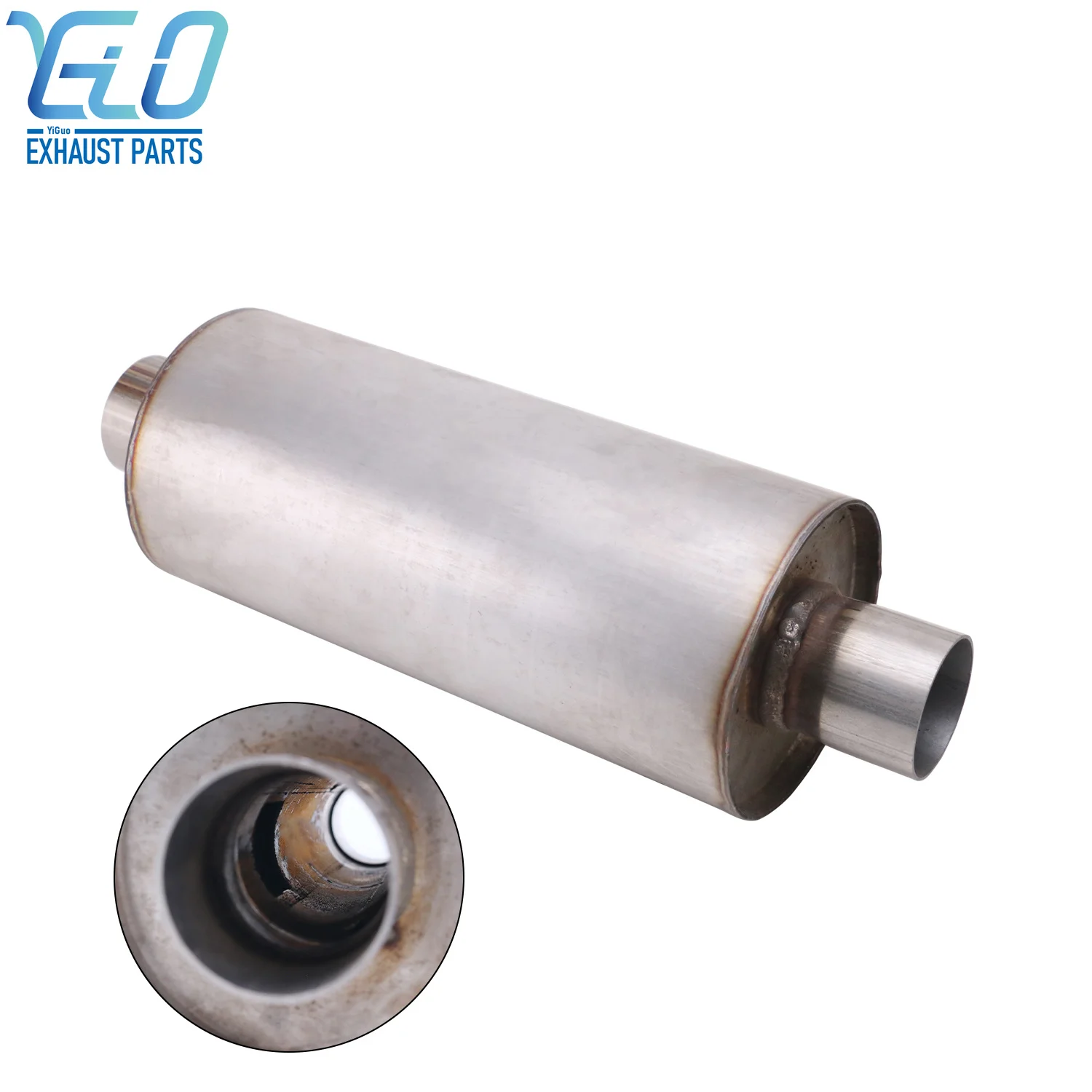 Stainless Steel Exhaust Muffler Resonator Tail Tube Silence 2.5' ID Muffler Exhaust Pipe Sound Tuning