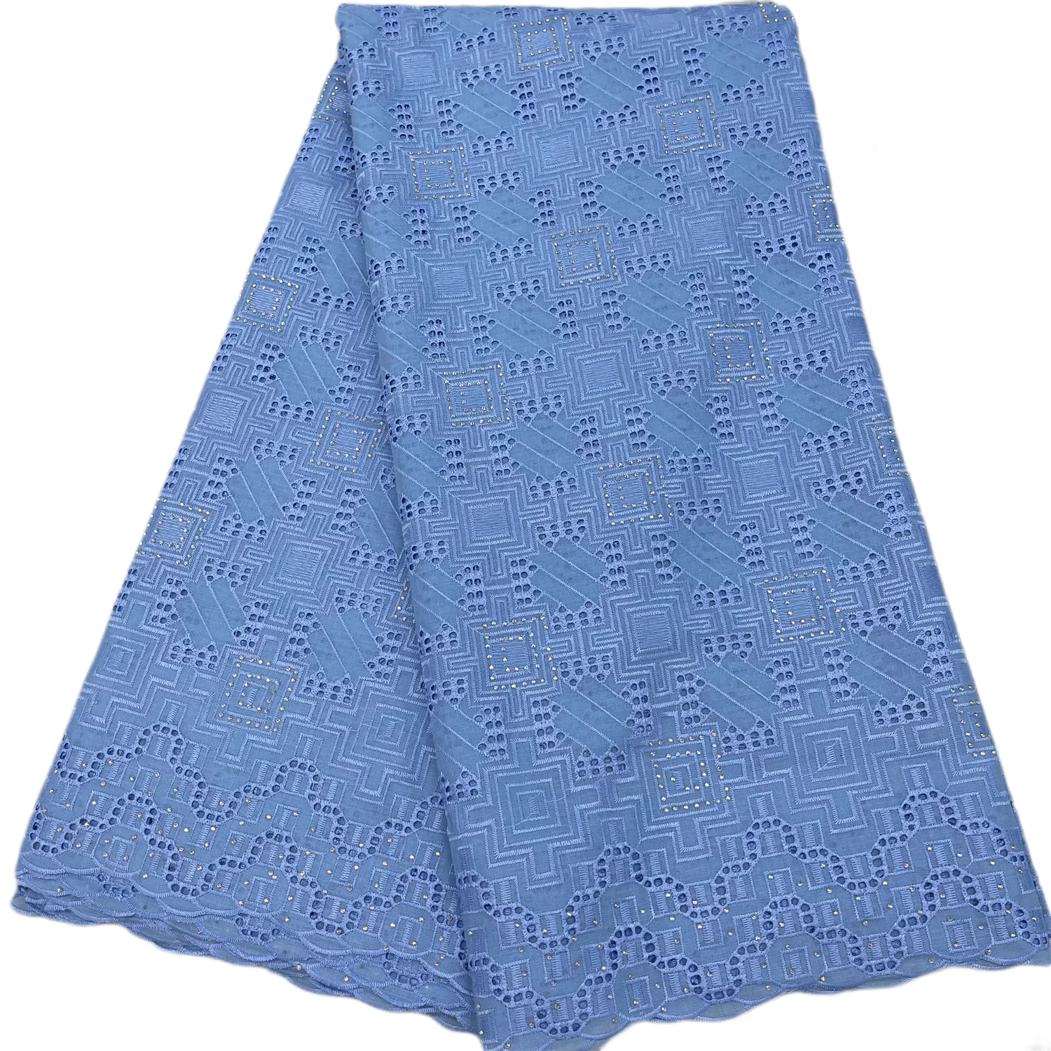 

5 ярдов синяя нигерийская 100% хлопок, гладкая ткань с вышивкой, высокое качество, швейцарская вуаль, кружевной материал для мужчин и женщин, свадьба