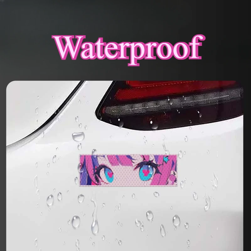 1PC Reflective JDM Girl Eyes Night Safety Warning Car Stickers Waterproof Vinyl Decals Auto Window Trunk Vehicle Decoration