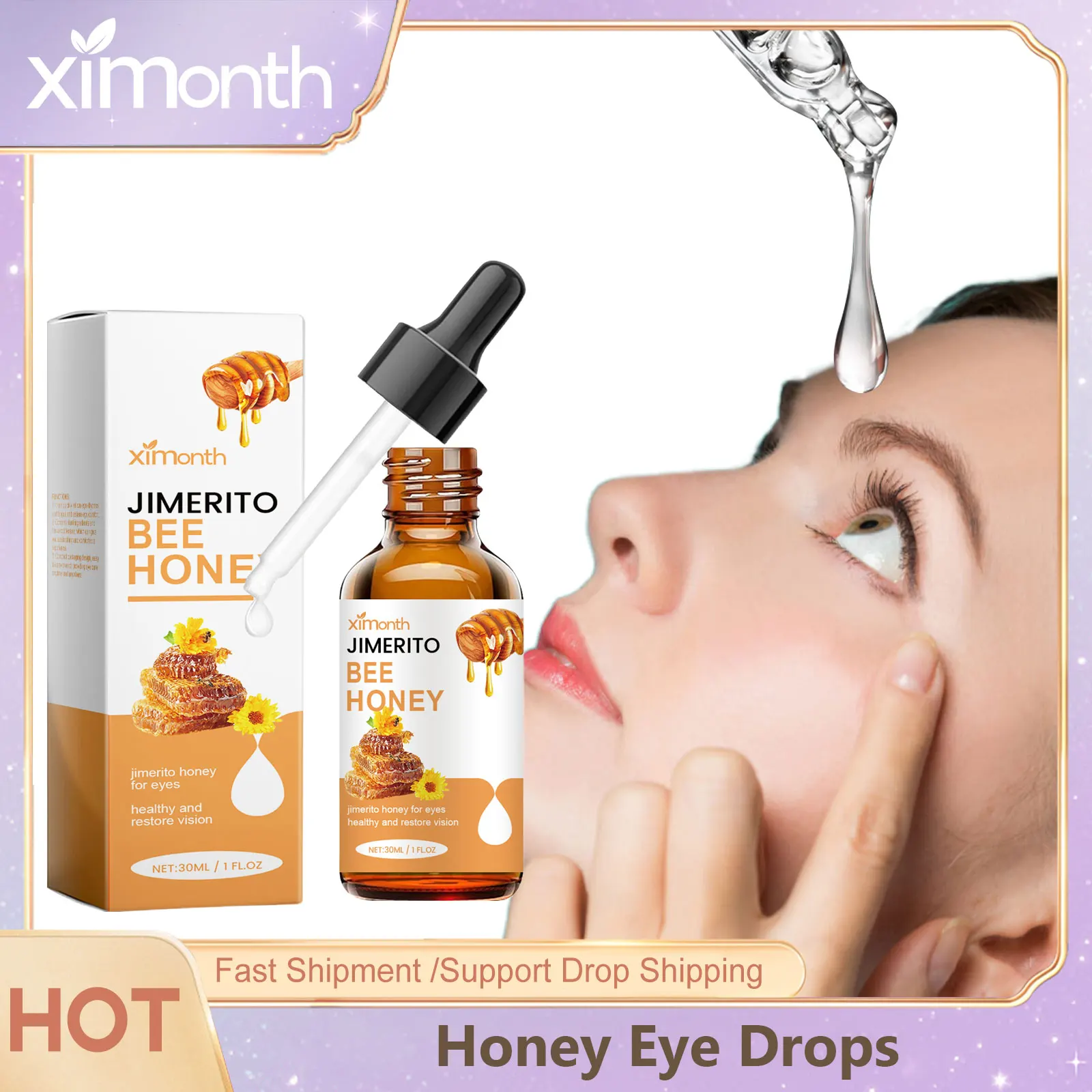 Honey Eye Drops Eye Care Liquid Relieve Fatigue Vision Shadow Dry Eye Symptom Anti-Infectiom Refreshing Moisturizes Eyes Health